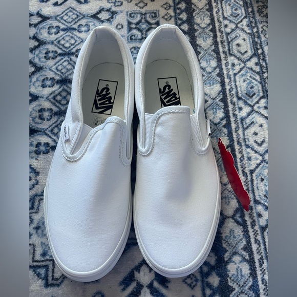 Vans Shoes - Vans Classic White Canvas Slip-Ons NWT